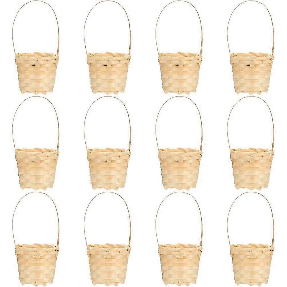 12Pcs Mini Handled Woven Baskets for Flowers, Small Rustic Candy Basket, Suitable for Various Uses