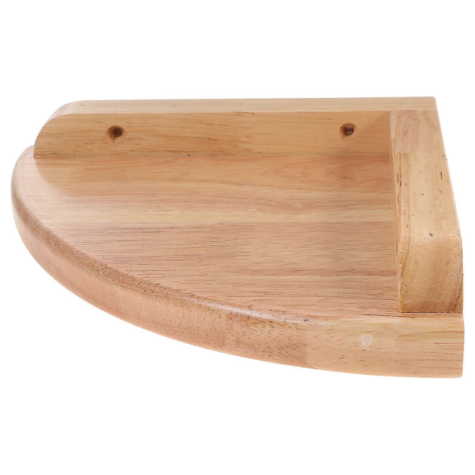 Fan Shaped Oak Corner Shelf Wall Storage Rack Floating Shelf for Kitchen Bedroom Office with Rounded Edges and Material