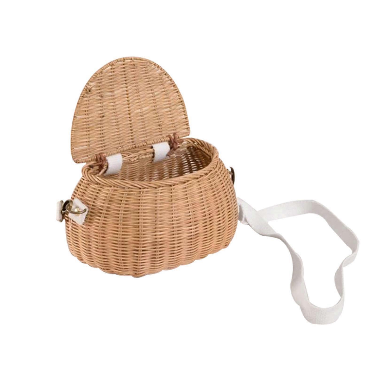 s Bicycle Basket Front Handlebar Basket Woven Basket 23 x 13 cm with Lid Rear Back Basket Wicker Basket Handmade