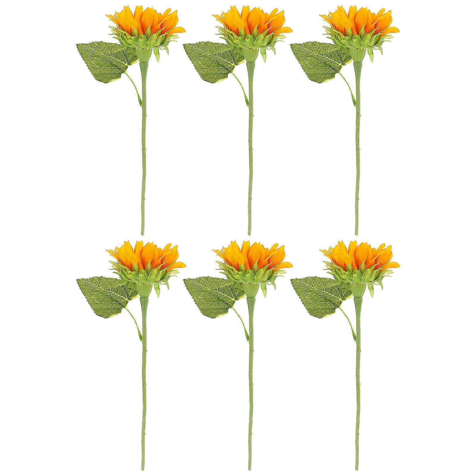 Sunflower Artificial Ornaments For Kitchen Yellow 10x10x34cm Diy Arrangement 6Pcs
