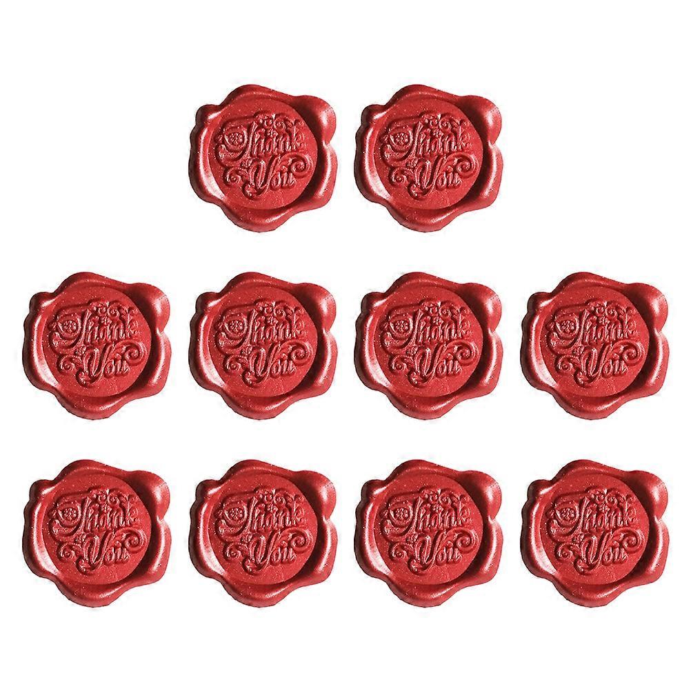 10pcs Wax Seal Stickers, Thank You Themed Adhesive Decals for Wedding Invitations & Envelopes, Retro Style Lacquer Seal Stickers for Creative DIY