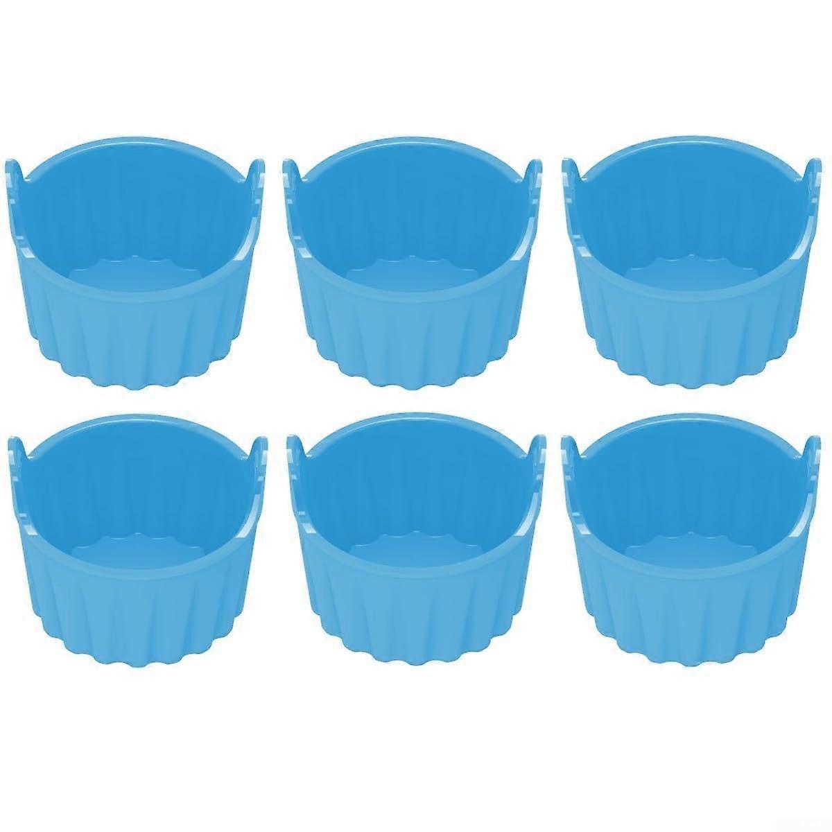 Silikon Muffin Backförmchen Set 6 Stück, Hitzebeständig, Wiederverwendbar, Antihaftbeschichtet, Spülmaschinenfest, Blau