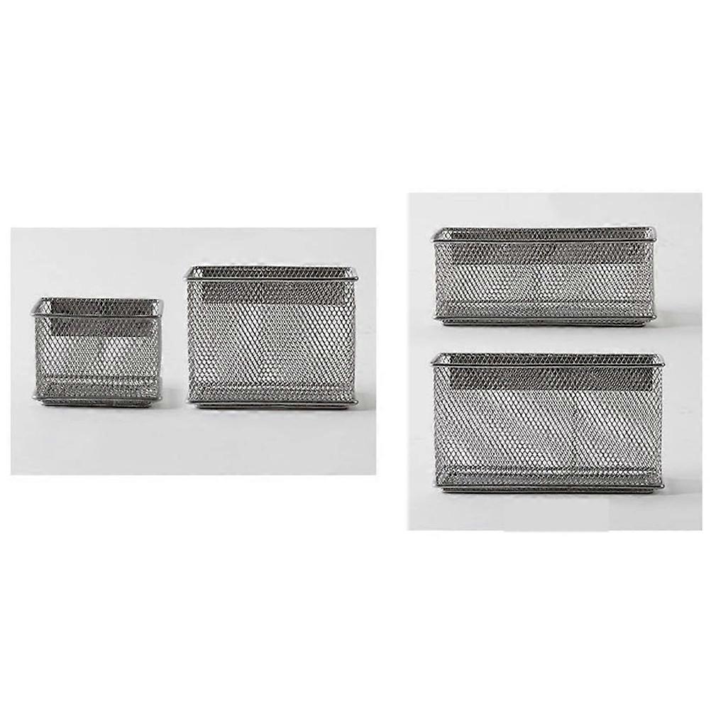 Magnet Mesh Storage Box Hollow Design Note Holding Kitchen Gadget Storage Silver 1Pack