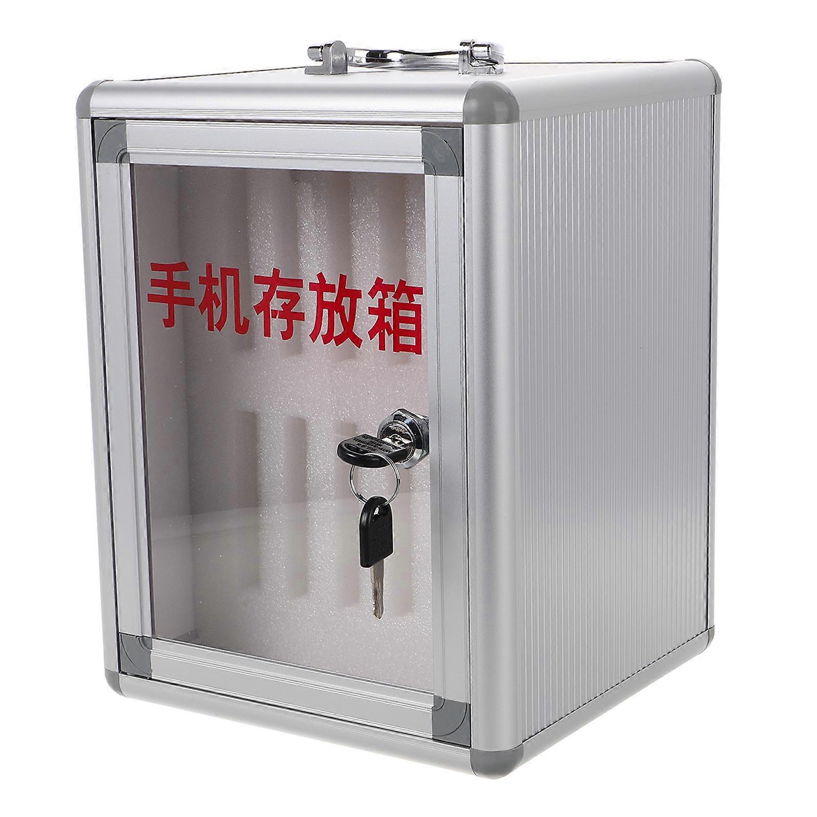 Mobile Phone Locker Box Clear Cellphone Keeping Organizer For School Classroom Rectangular 12 Slots