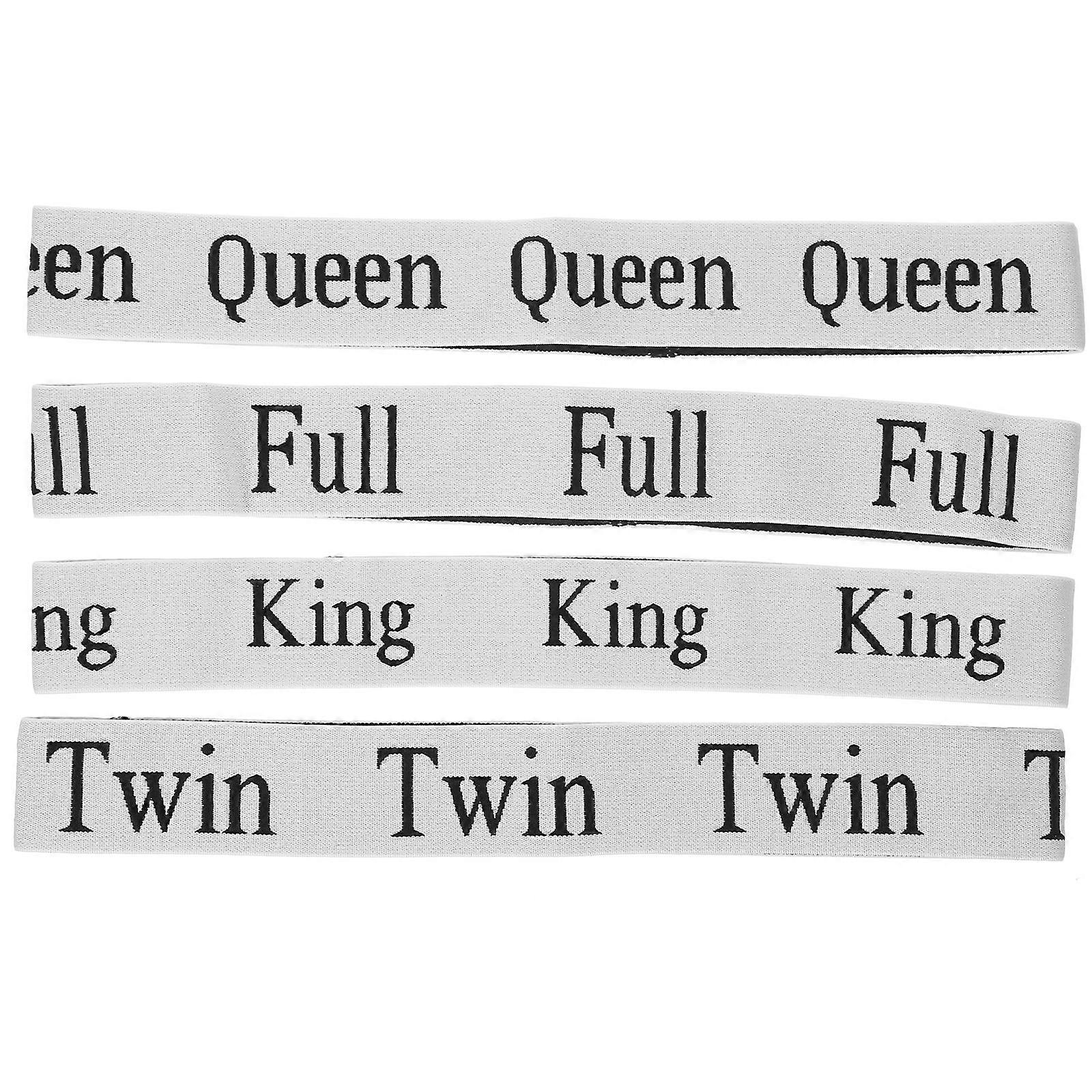 4pcs Elastic Bed Sheet Straps with Printed Letters, Compact Lightweight Storage Bands for Pillows and Closet Organization