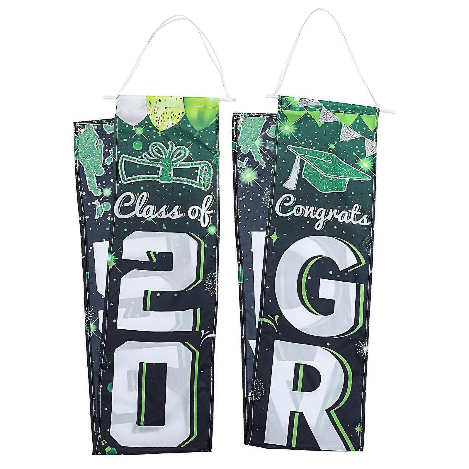 Congrats Grad Banner for Porch Graduation Door Porch Hanging Banner Classmate Reunion Door Decoration Green 180x27cm Atmosphere Creation 1 Pair