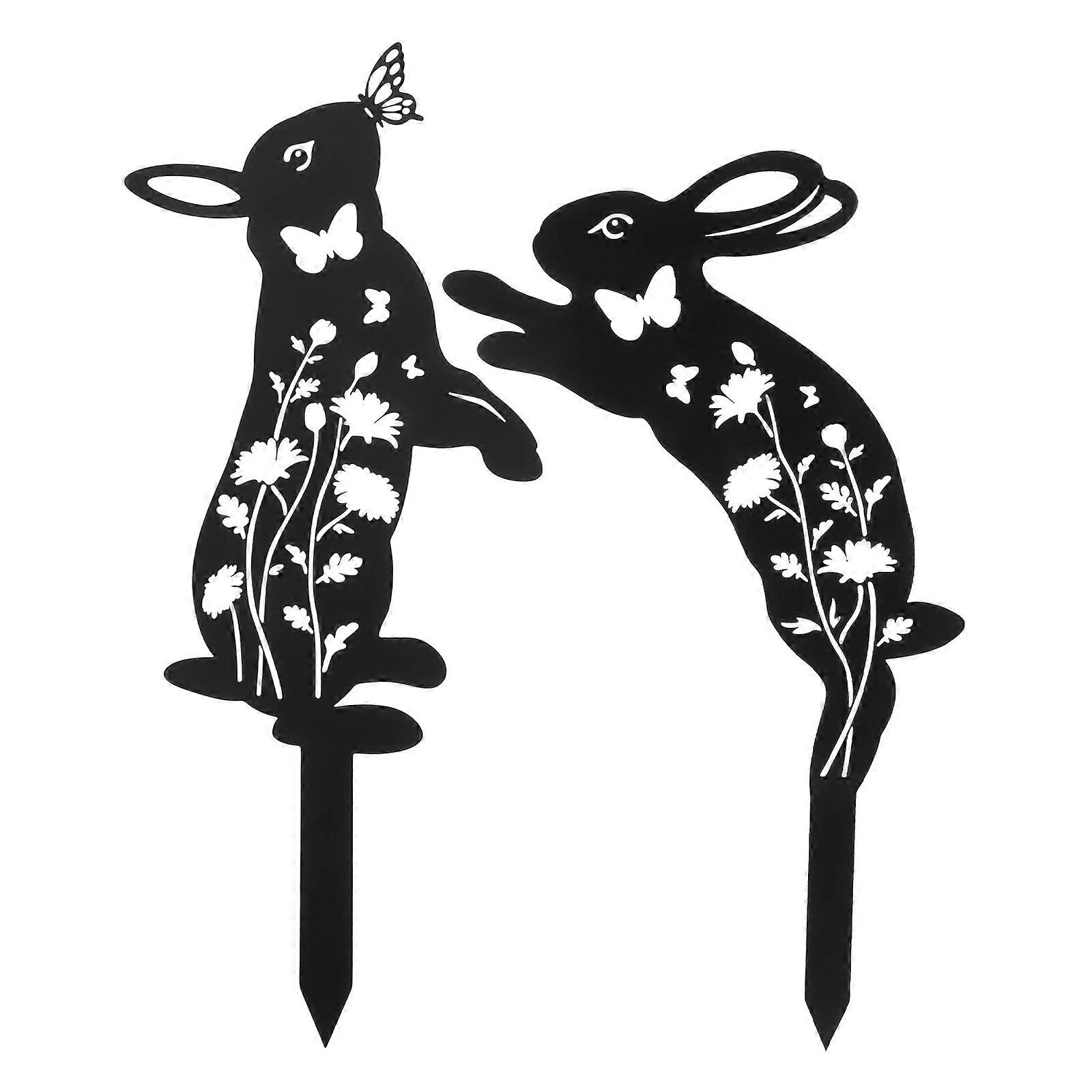Metal Garden Ornaments Animal Insert Stakes 2Pcs Decoration For Homeowners And Enthusiasts