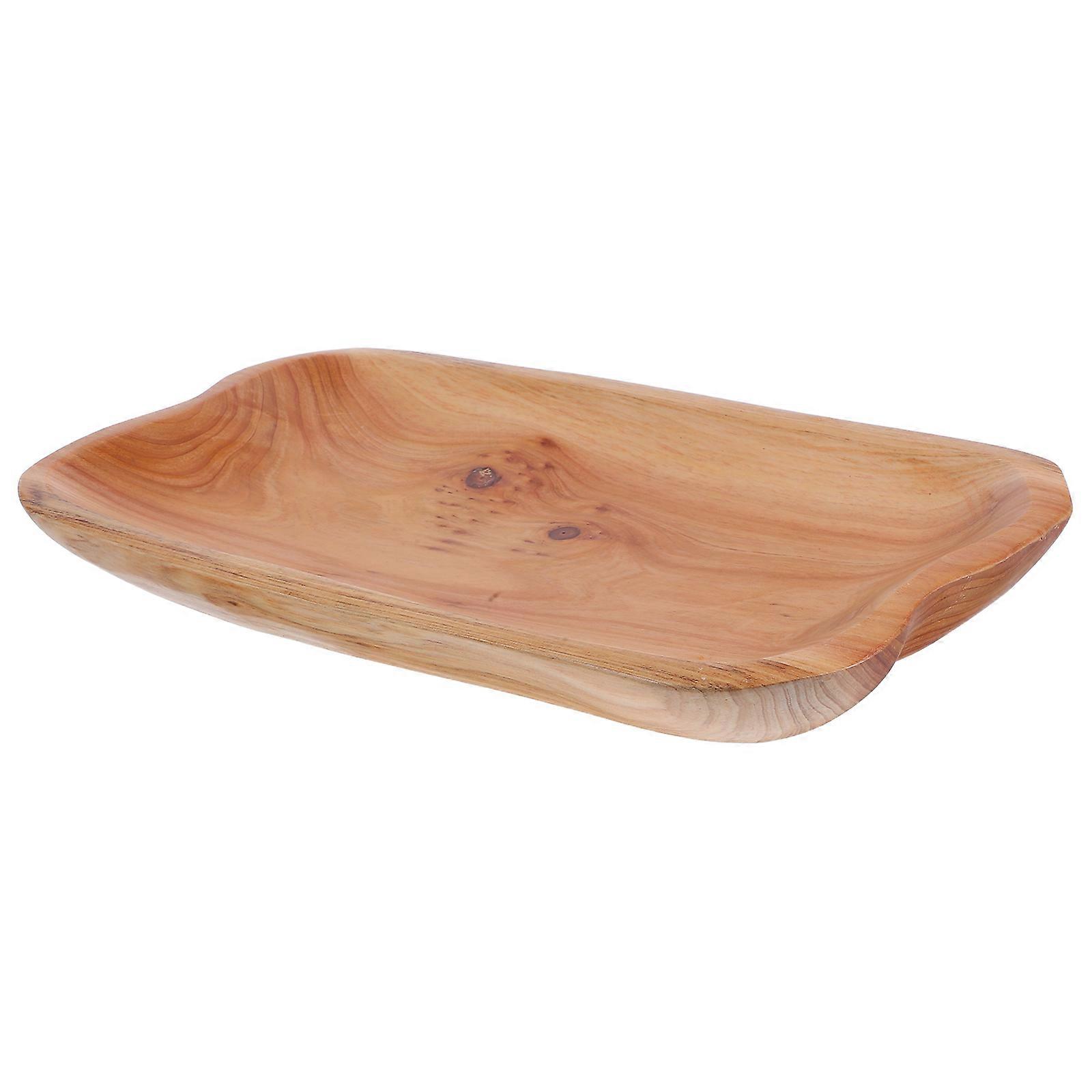 Small Wooden Tray Natural Wood Food Display for Fruit Plate Rectangular Shape Rustic Style 31.00X20.00X3.00CM 1Set