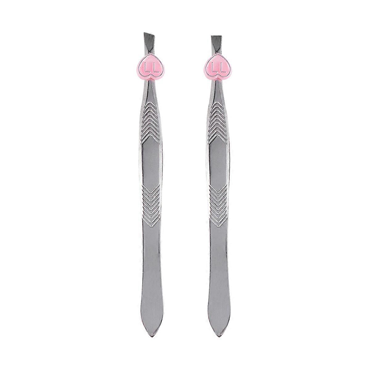 Precision Grooming Tweezers Eyebrow Clip Travel Flat Mouth 2Pcs