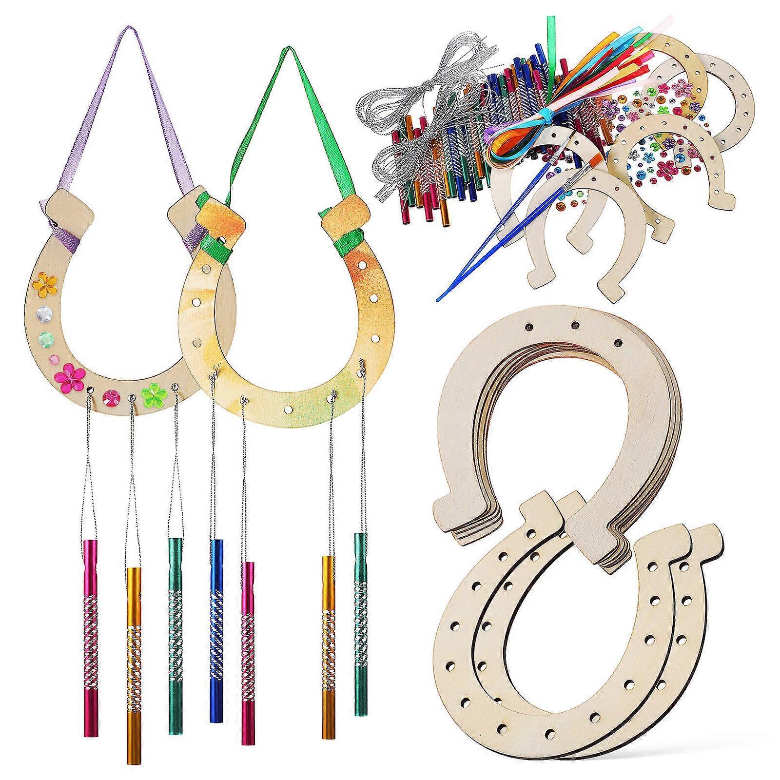 House Warming Wind Chimes Diy Wooden Horseshoe Chime For Children 1 Set