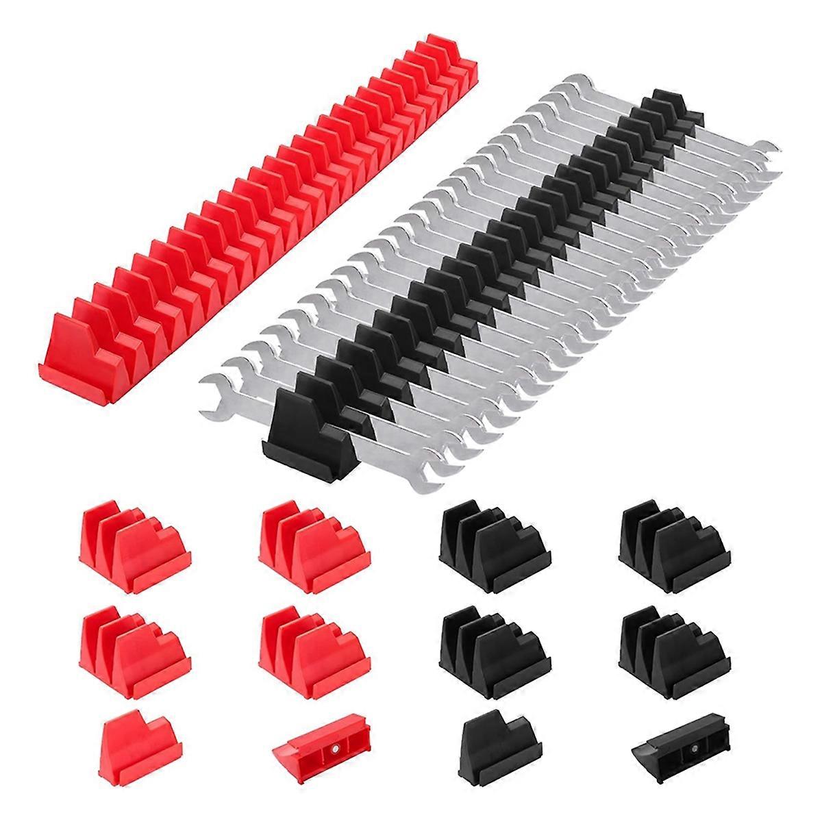 40 Pieces Modular Wrench Magnetic Wrench Holder Plastic Modular Tool Organizers with Label for Tool Drawer Storage A