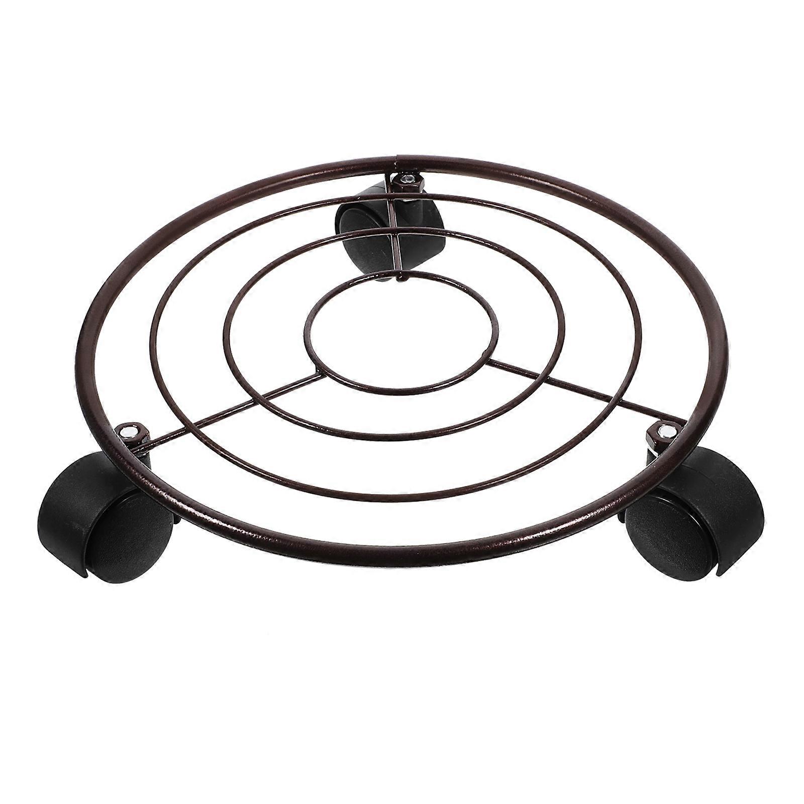 Movable Flowerpot Holder Planter Stand For Outdoor Use Brown Iron Stable Support 1Set