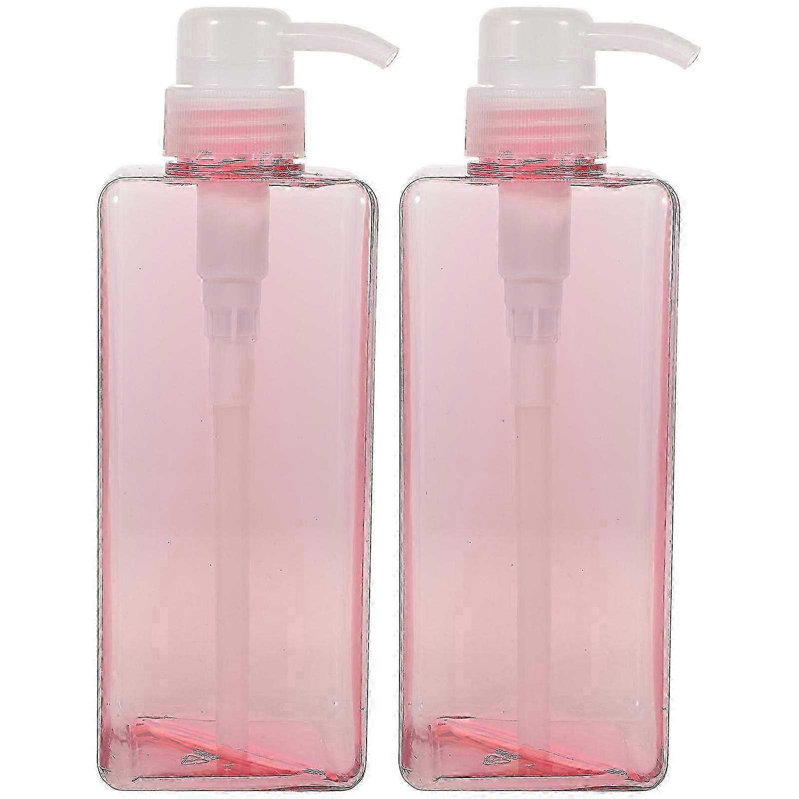 2PCS 650ML Four-square Emulsion Bottle Body Wash Shampoo Pump Bottle Portable Refillable Hand Soap Dispenser Bottle Large Capacity Lotion Bottle for H