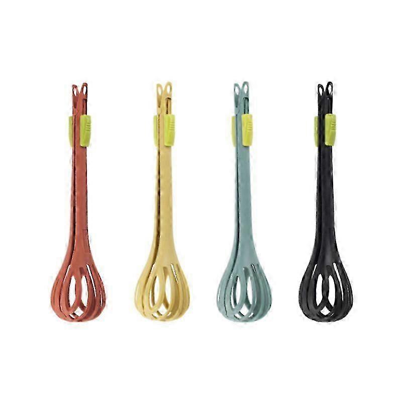 2-Piece Multi-Function Egg Beater & Food Tongs Set for Mixing & Cooking (Random Colors)