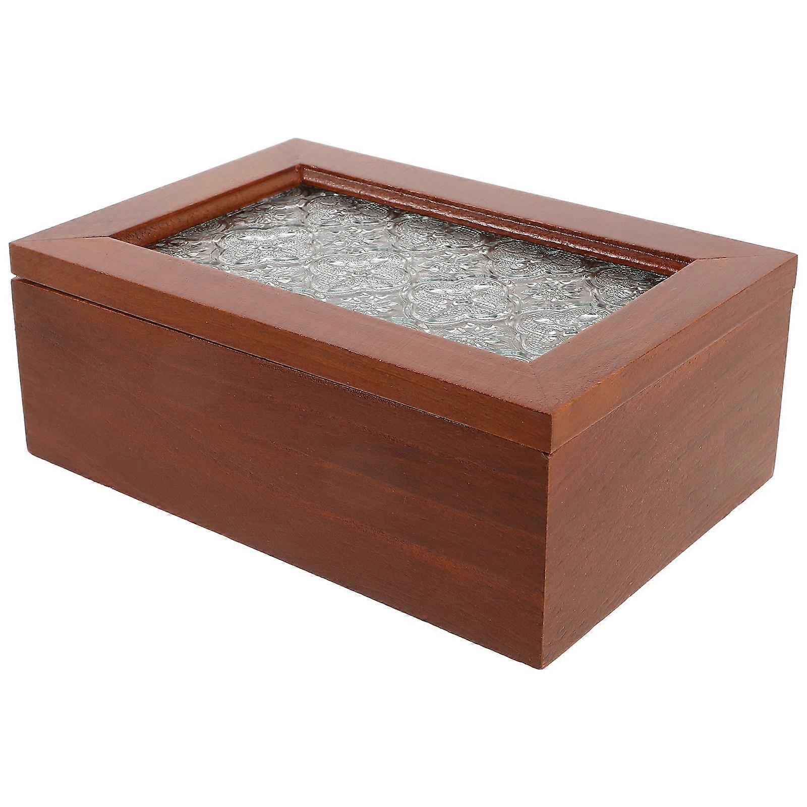 Glass Lidded Box Rectangular Trinket Box Multi Color Dustproof For present Giving 1Pcs