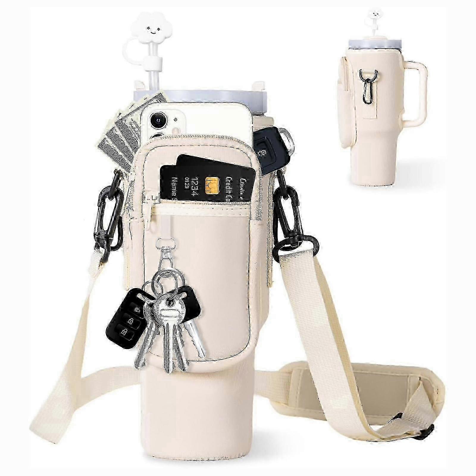 Stanley Cup 40 Oz Water Bottle Tote with Cell Phone Pocket Adjustable Strap and Straw Lid -GS 2025
