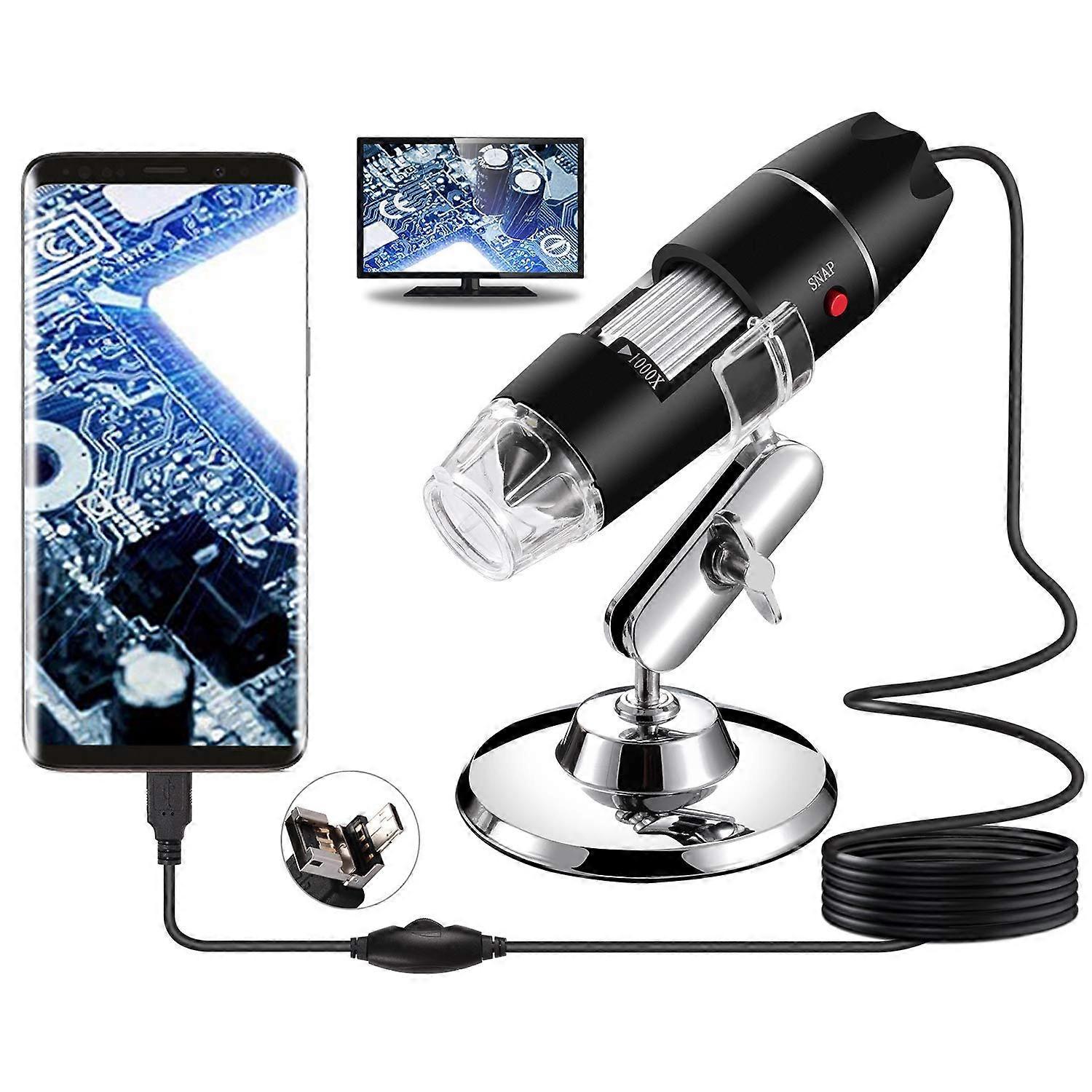USB Digital Microscope Handheld 40X-1000X Magnification Endoscope, 8-LED Camera For Windows 7/8/10 Mac Linux Android OTG