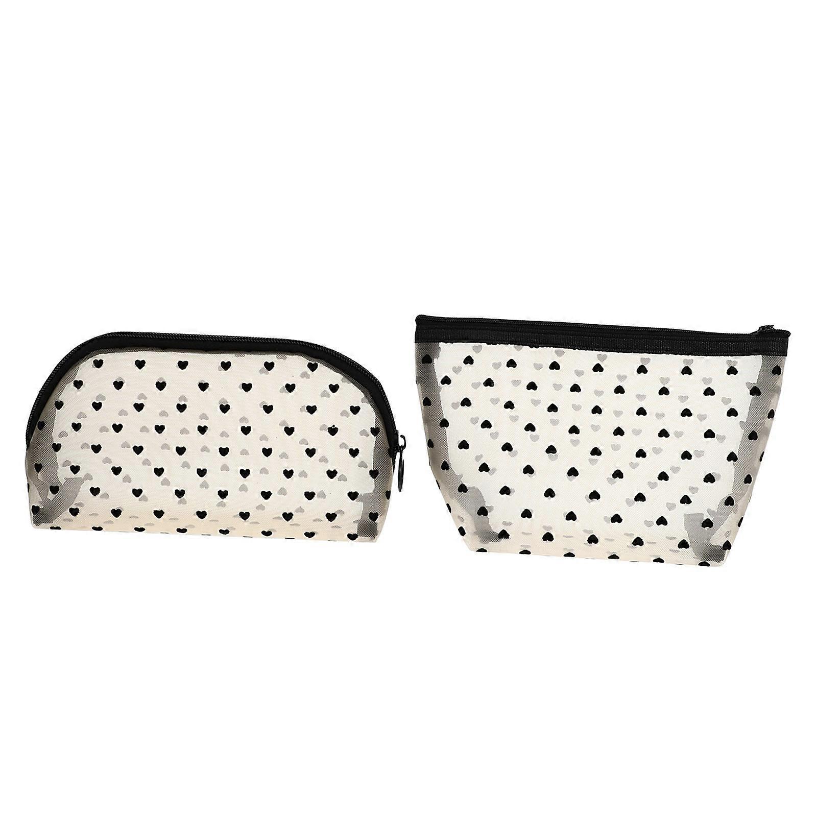 حقيبة أدوات الزينة الصغيرة الشفافة المقاومة للماء الحقيبة ماكياج منظم لمستحضرات التجميل للاستخدام المنزلي 21x15 سم نايلون أبيض