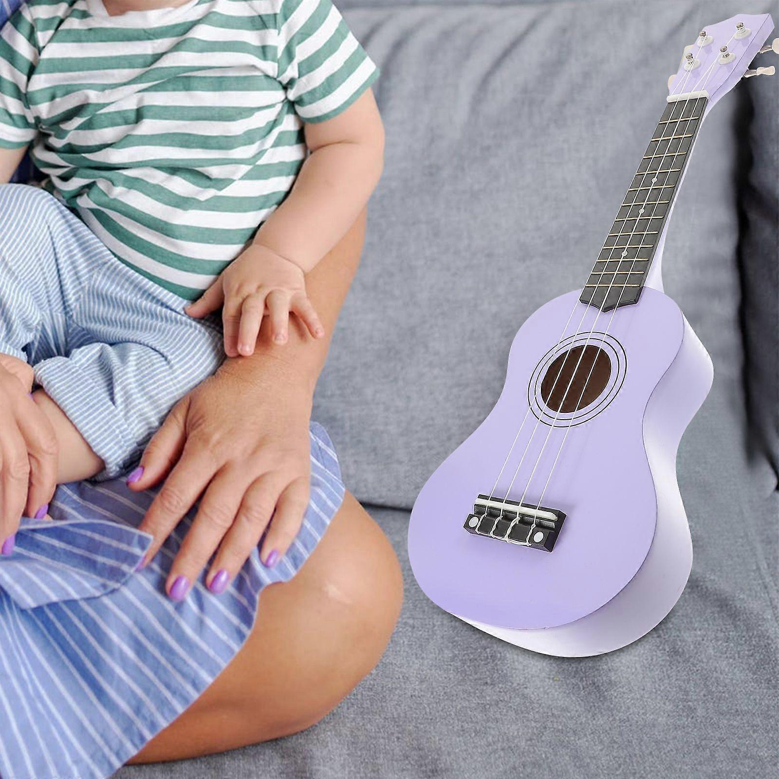 21 tums Ukulele Gitarr Leksak Trä Ukulele Gitarr Leksak Rolig Massivt Trä Musikinstrument Modell Leksak Tidig Pedagogisk Gitarr Leksak (Lila)