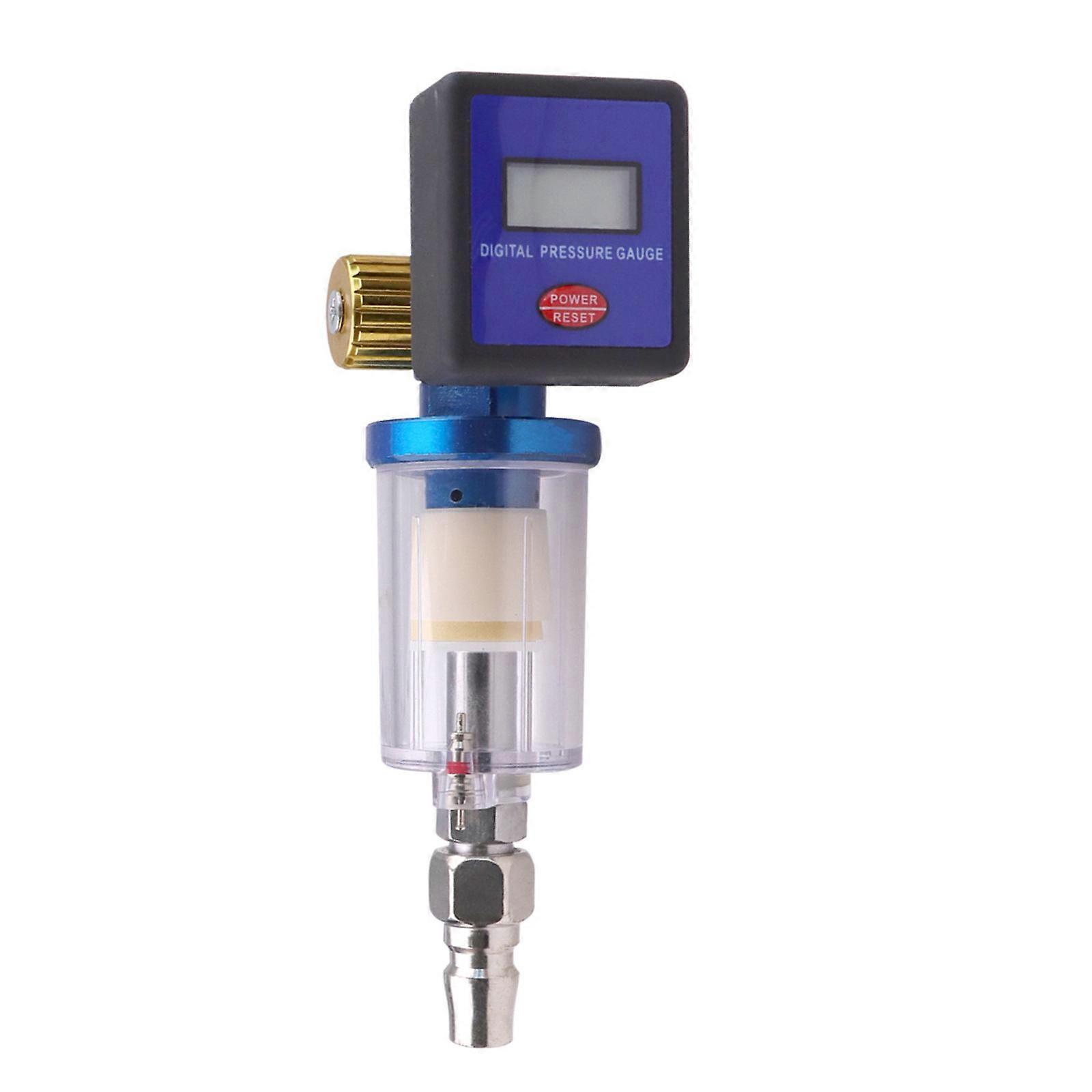 Digital Airflows Regulator Control Meter & Water Trap Filter Accessory For Fine Sprayer Painting Equipment 1/4in Thread yellow