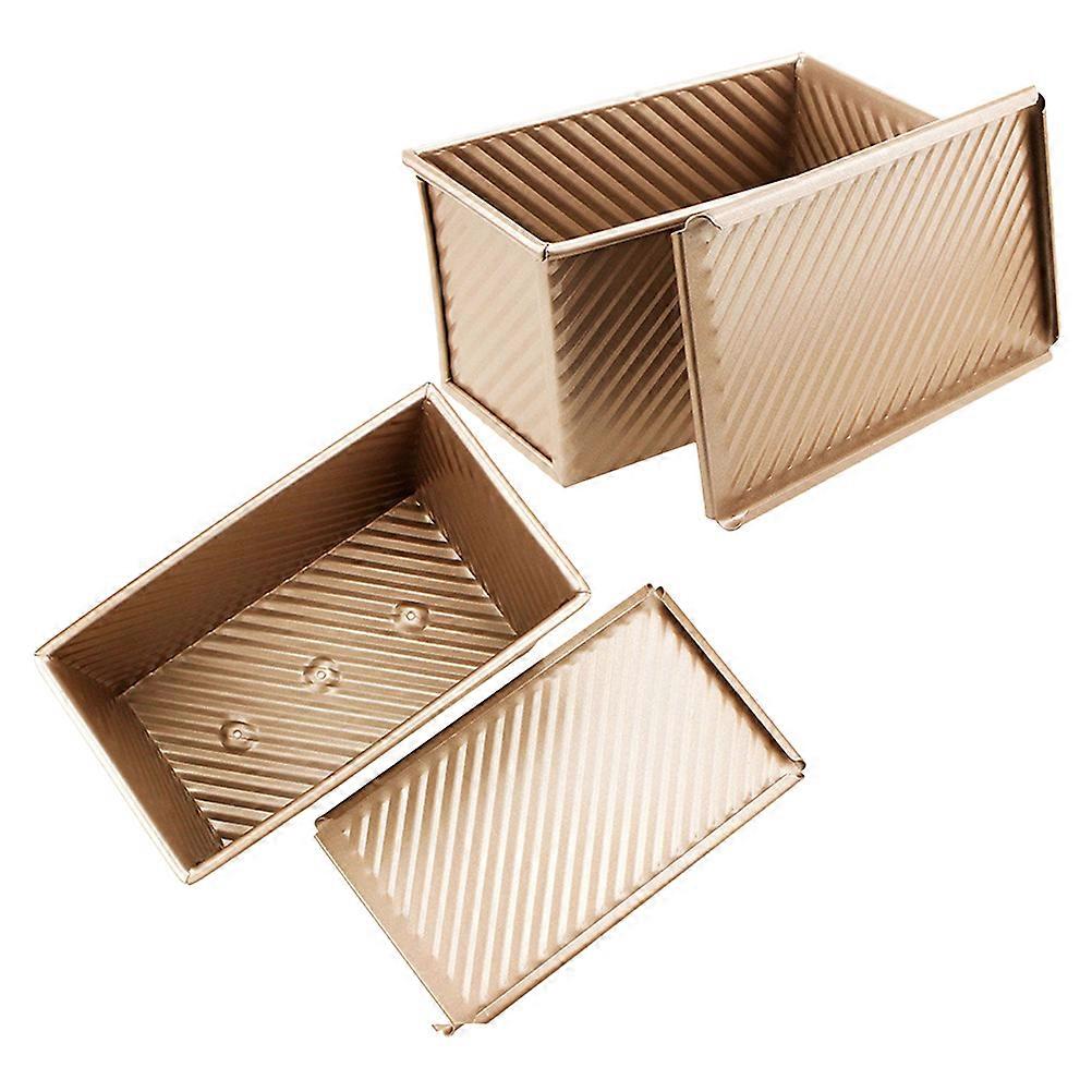 Golden Nonstick Loaf Mold for Baking Use with Lid 2Pcs Bread Pan Set