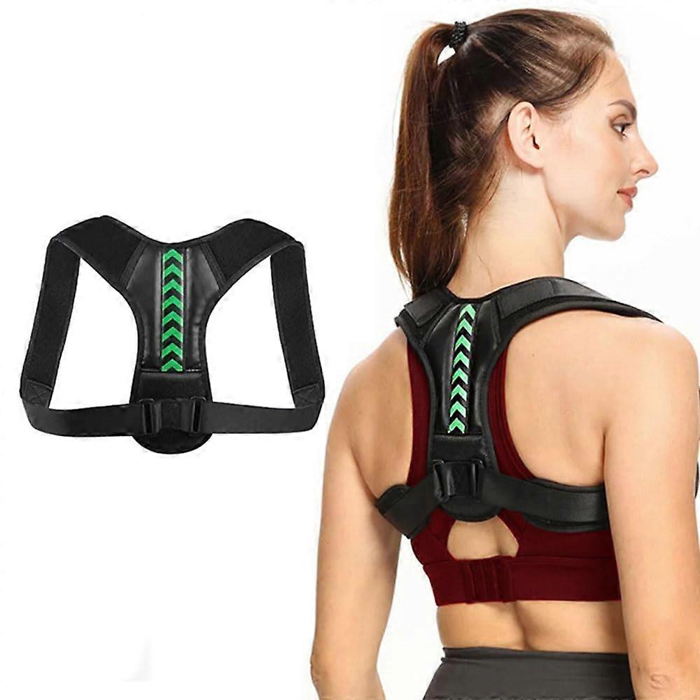 Back Straightener Posture Corrector Belt for Neck and Lumbar Support, Size S, Black Green, Adjustable Back Shoulder Support