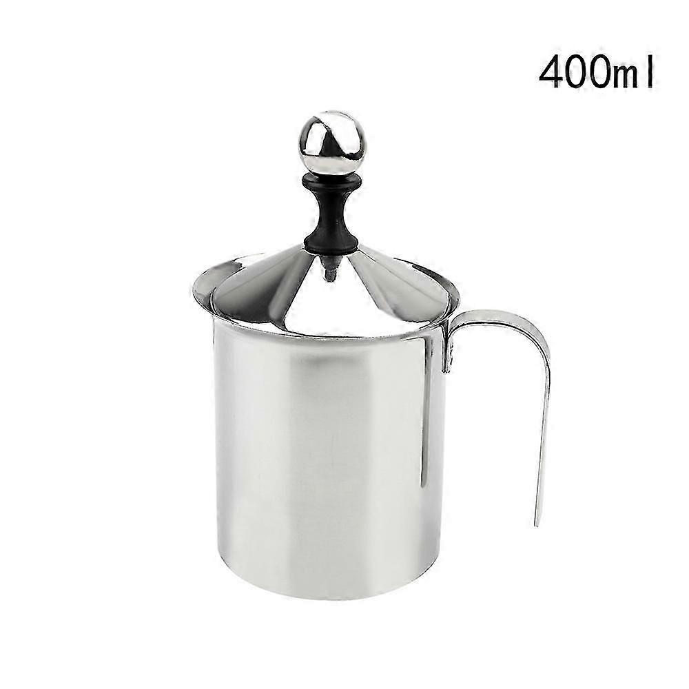 Manuel mælkeskummer Rustfrit stål Dobbelt mesh mælk flødekande 400 / 800ml mælkeskum mesh kaffe skummer køkkenredskaber