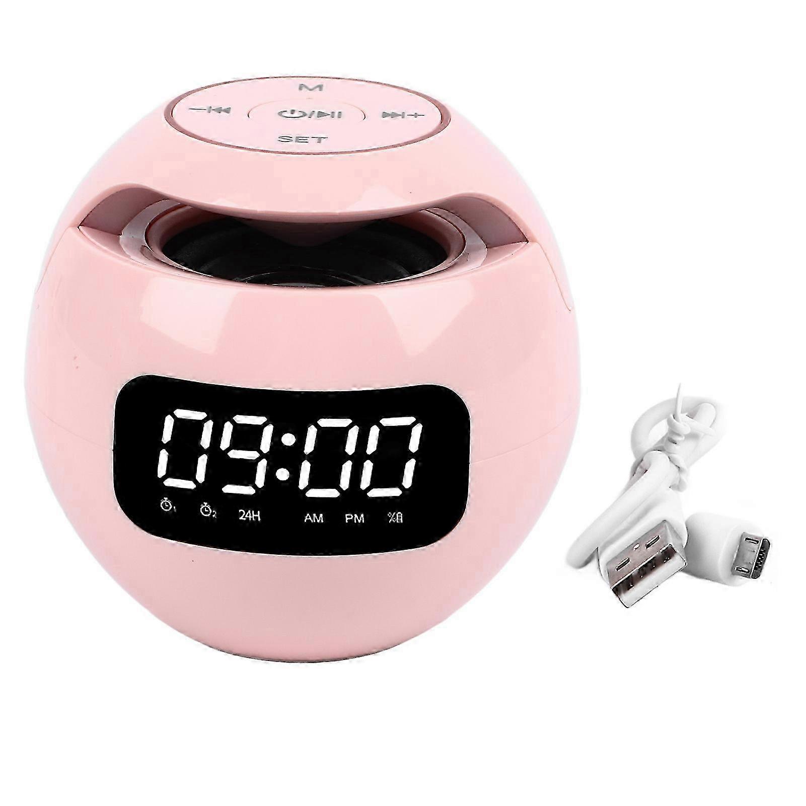 Wireless Alarm Clock Speaker with Radio and Night Light, Supports Memory Card, Round Small Design