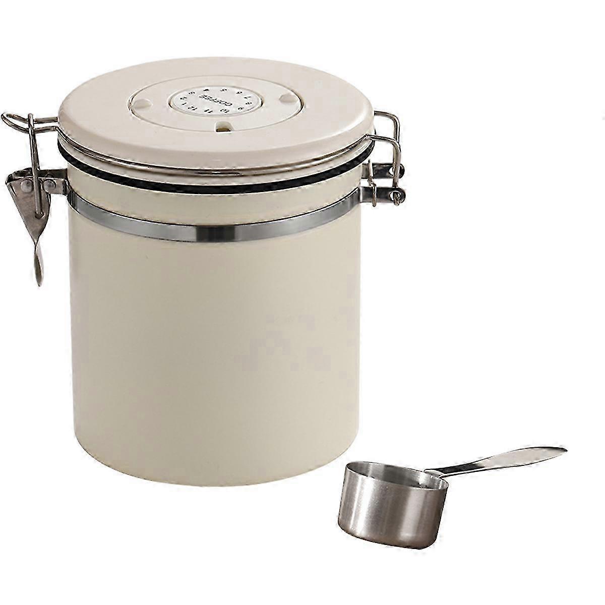 Stainless Steel Food Storage Canister with Date Tracker and Scoop for Coffee, Beans, Flour, Cereal, Sugar