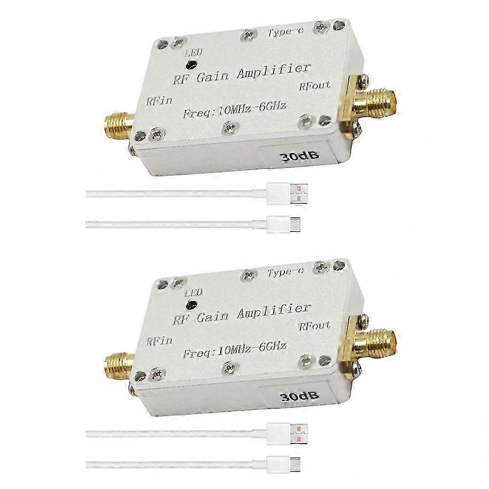 2Pcs 10M-6GHz RF Gain Amplifier High Flatness RF Power Amplifier Signal Receiver 433M 1.2G 1.5G 2.4G 5.8G, 30DB
