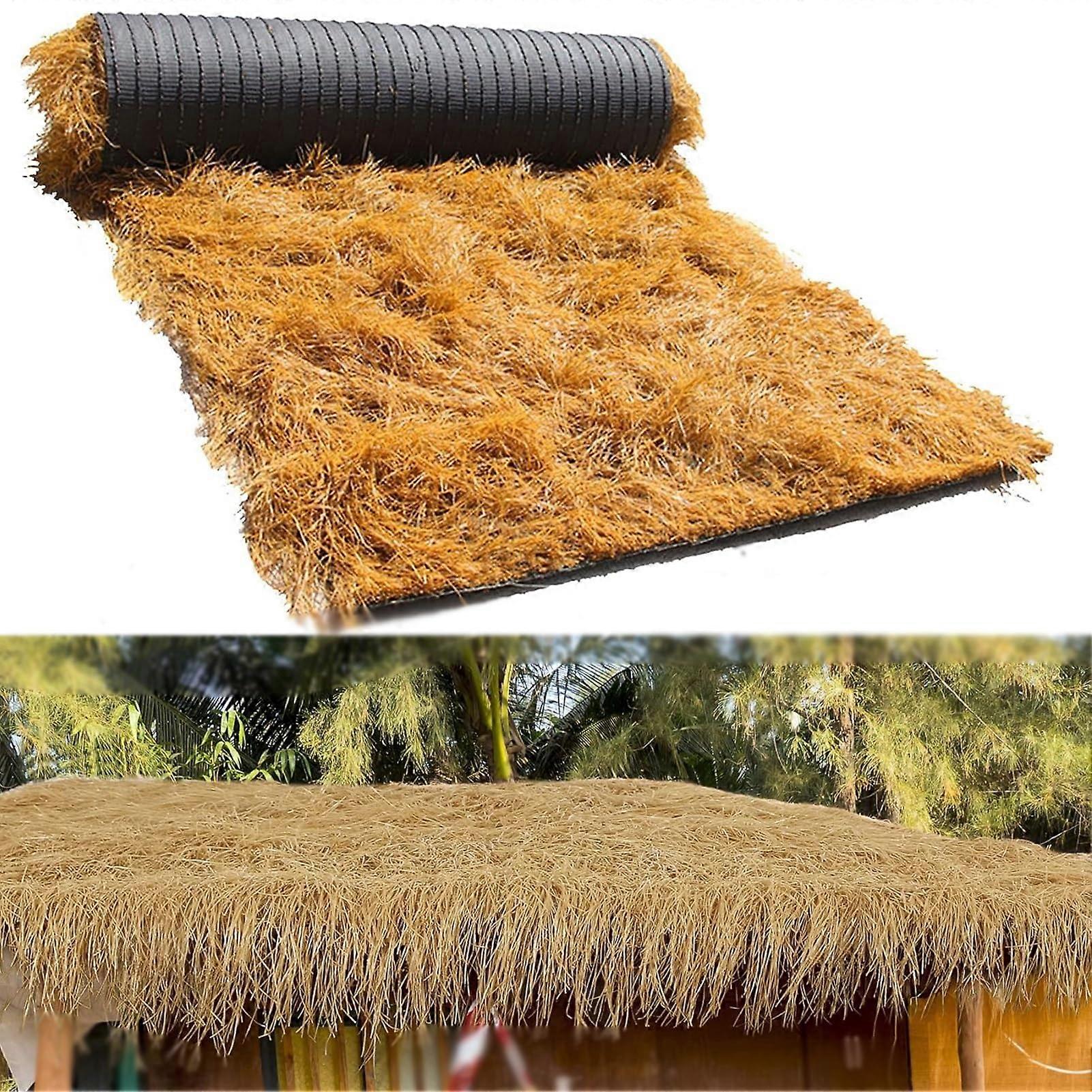 Synthetic Straw Roof Simulation - Artificial Thatch 33x1.6ft Yellow, Durable Faux Grass Thatched Roof Material