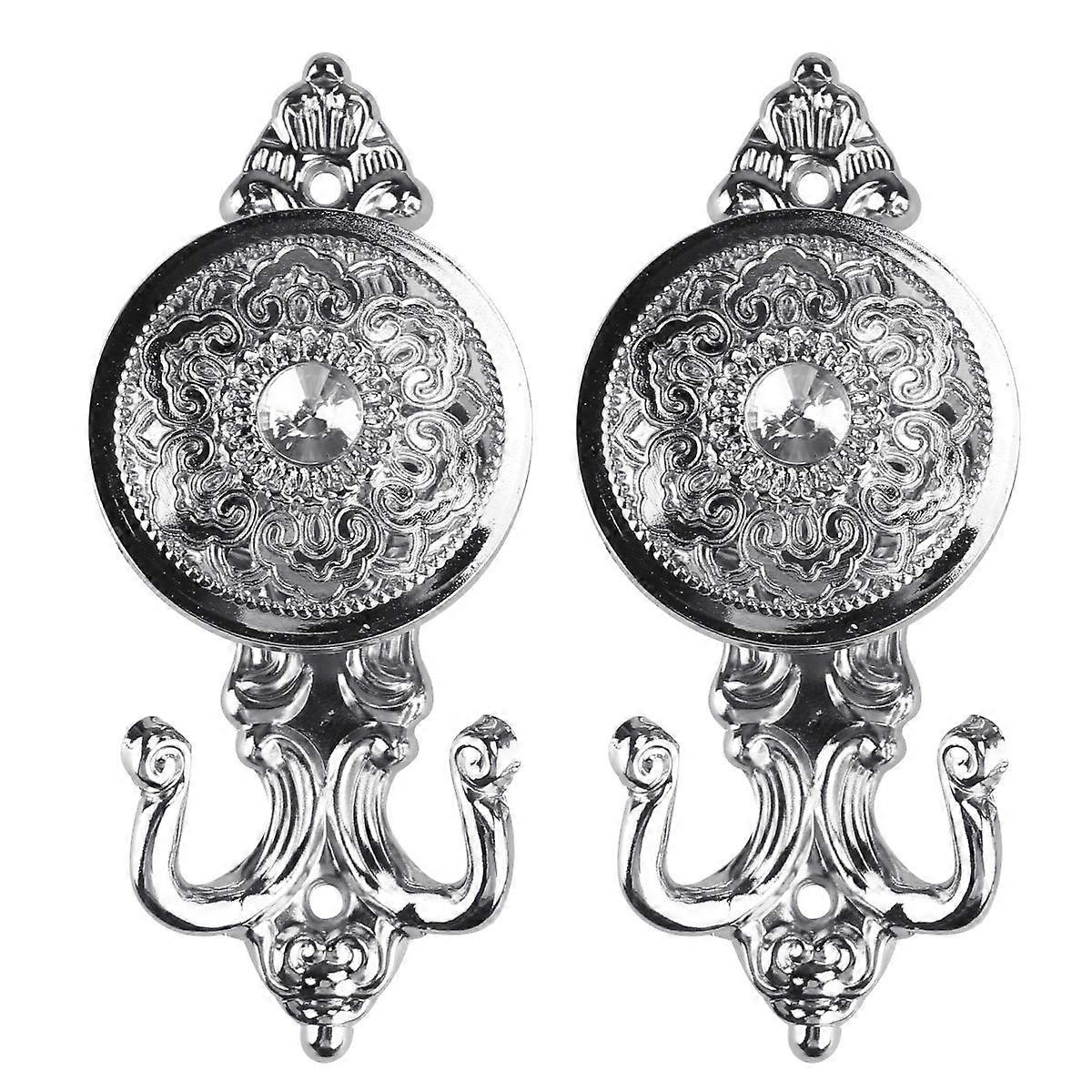 Hook Tiebacks Rose Style Curtain Tieback Hooks Silver Modern Securing Curtains 1 Pair