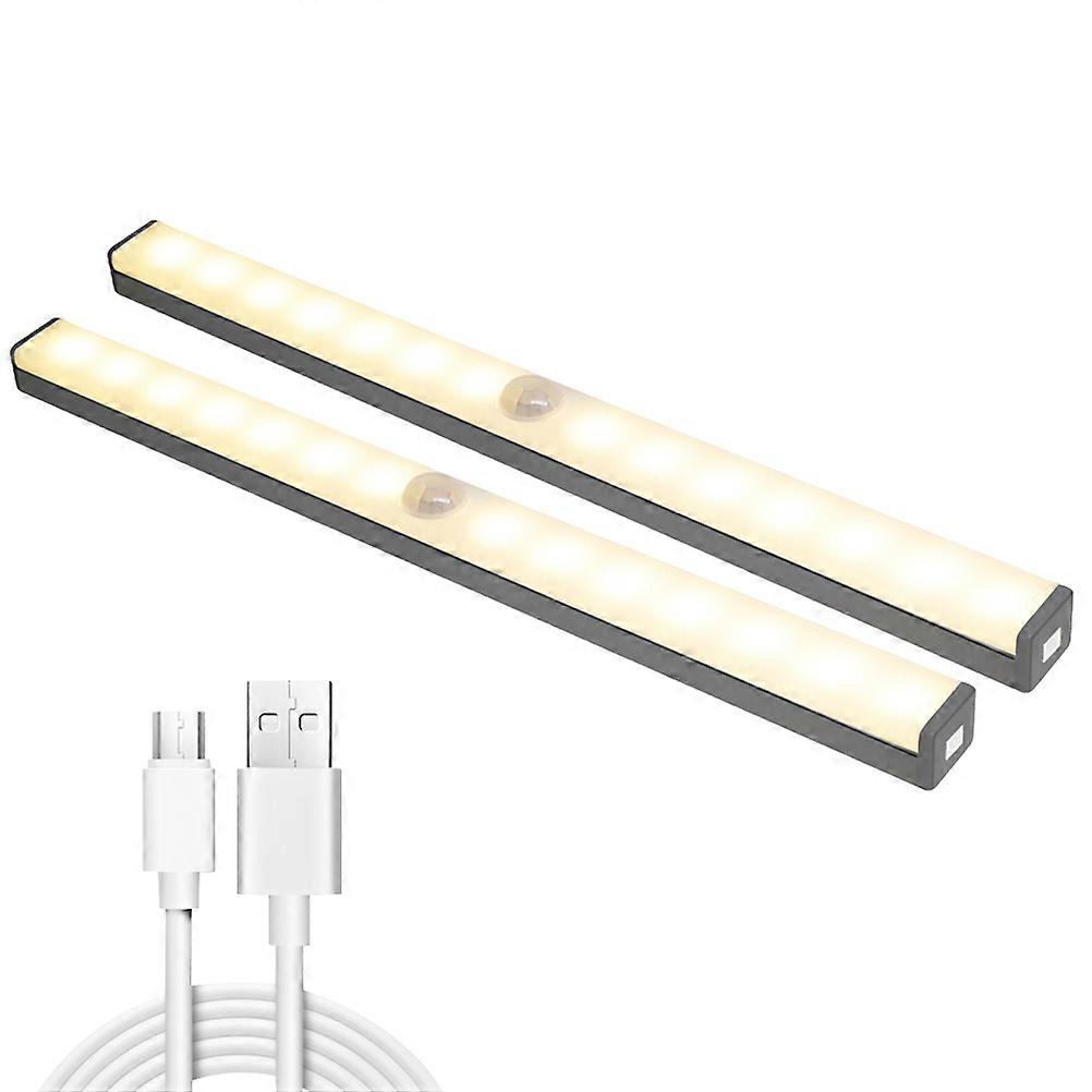 Led Indoor Wall Lamp Motion Sensor Mode Wardrobe Light Warm Yellow 2Pcs