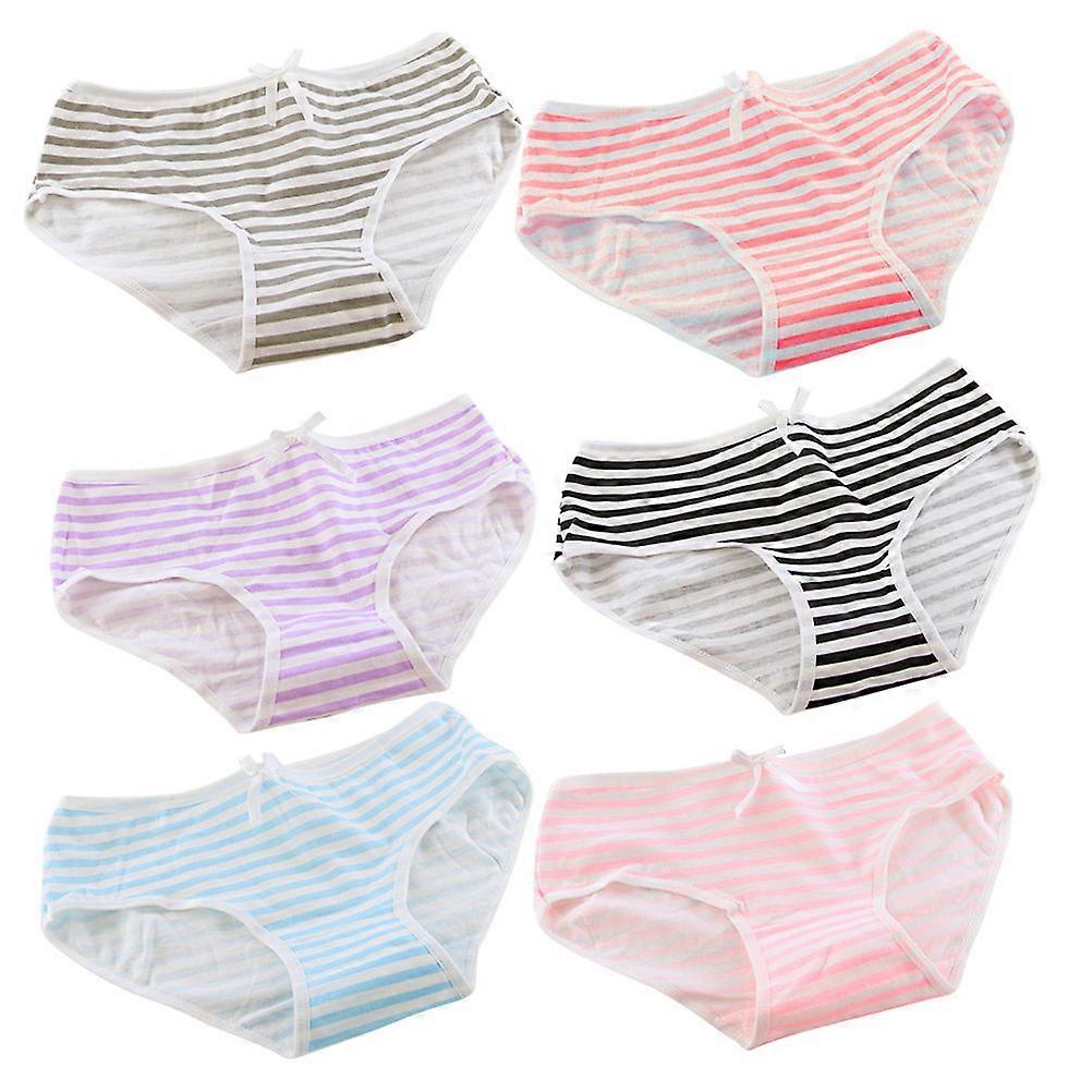 Women's Underpants Triangle Briefs Buttocks Tightening Striped Navy Bow 6Pcs