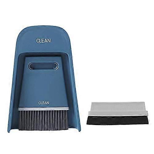 Broom Dustpan Set for Table and Desktop Cleaning, Mini Navy Blue Broom and Dustpan with Brush for Home Use