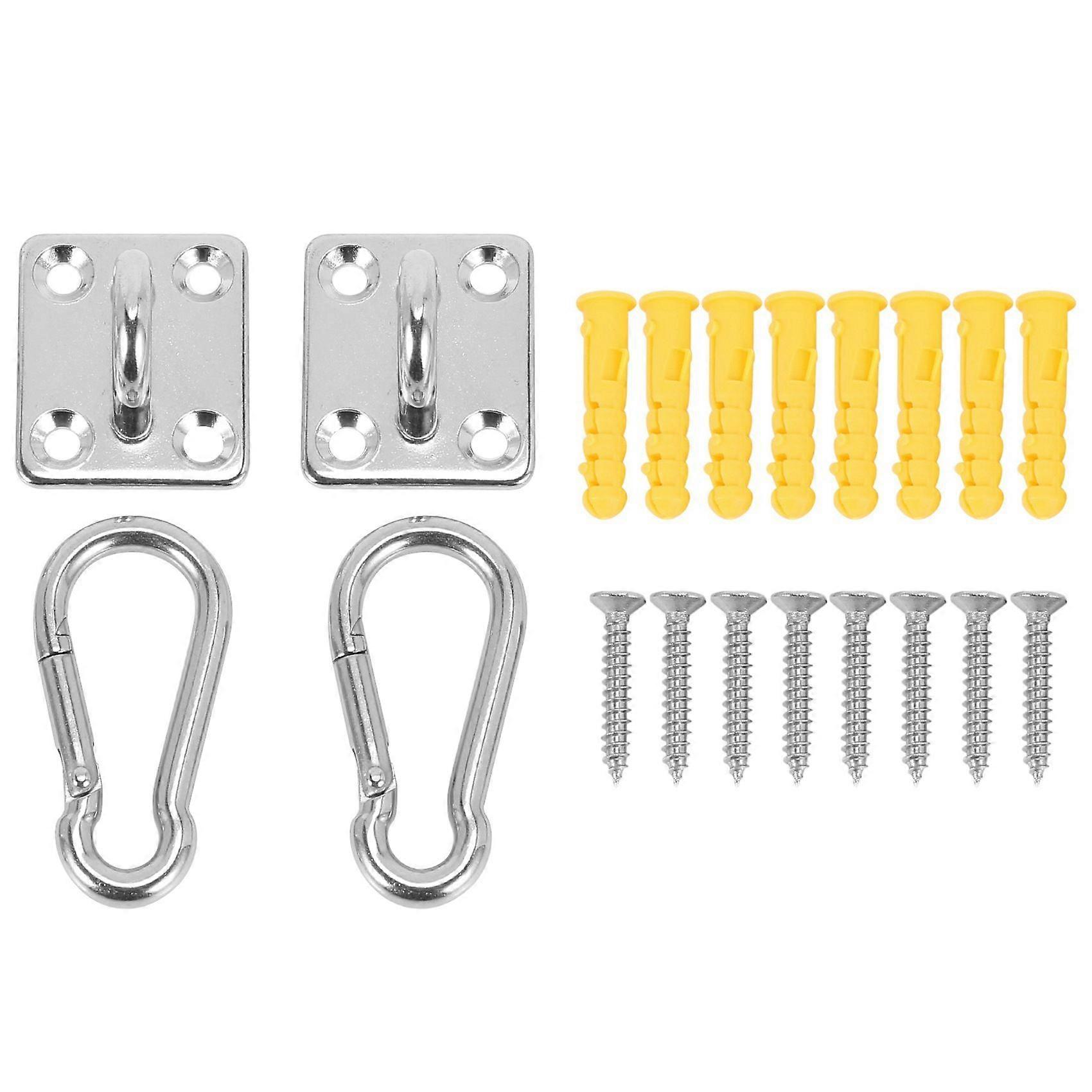 2 Sets Of Suspended Ceiling Wall Mount U-Shaped Hooks Stainless Steel Heavy Duty Multi-Function Hammock Hammock Hook Metal Base Plate with Hook