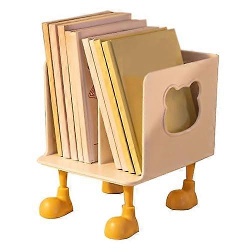 Accountant, openwork bear design, stacked bookshelves, portable office file organizer for students and office supplies, white green and yellow