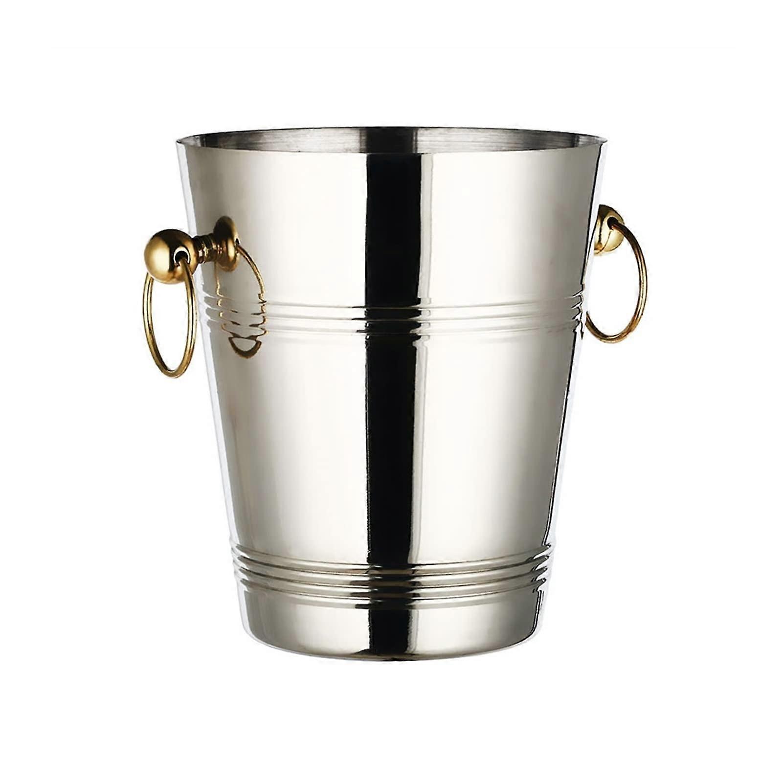 Stainless steel ice bucket with carrying handles, beverage container for parties, picnics, camping, outdoor bars, bucket parties