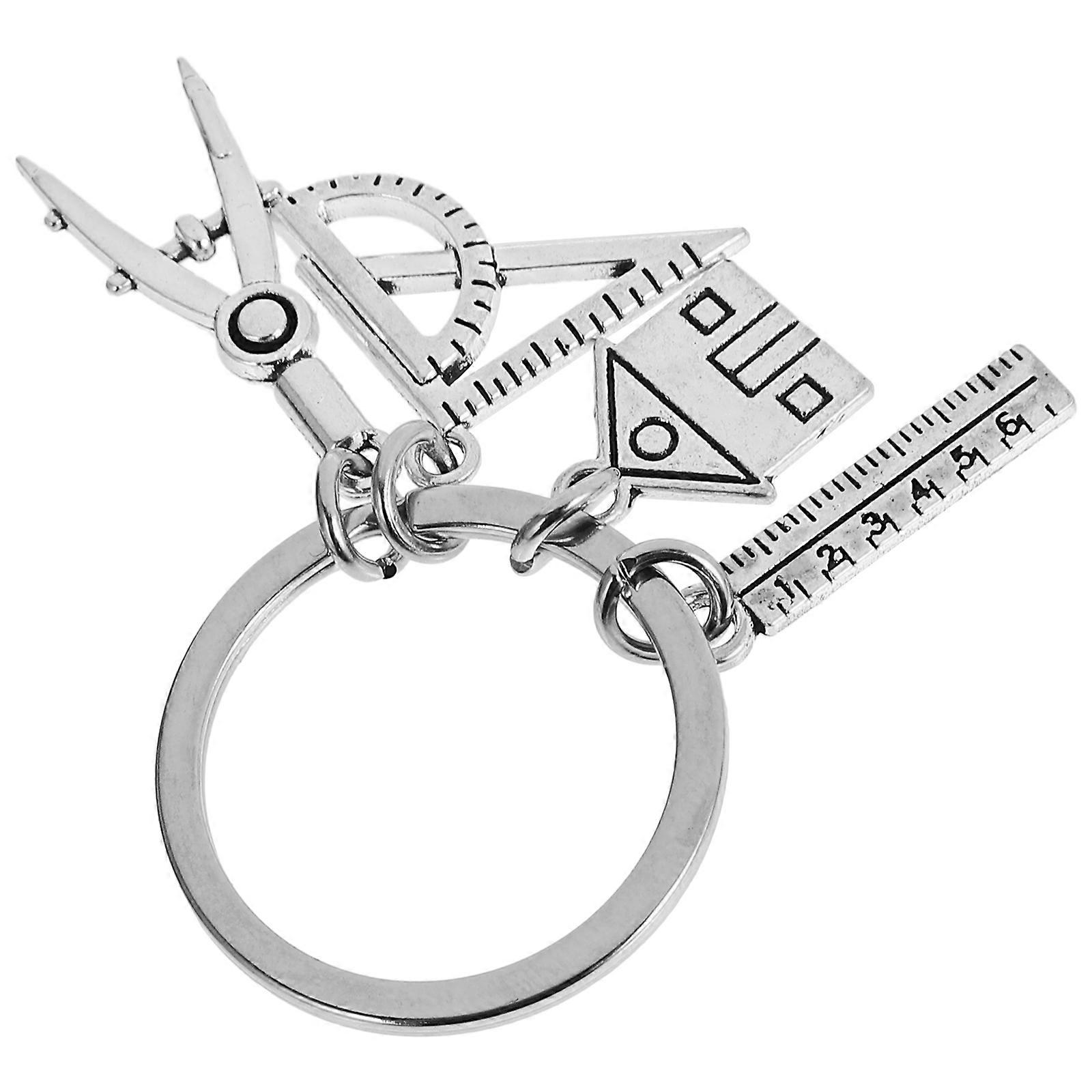 Polished Electroplated Architectural Engineer Keyring with Sliding Mechanism – Elegant Decorative Keychain for Architects and Engineers