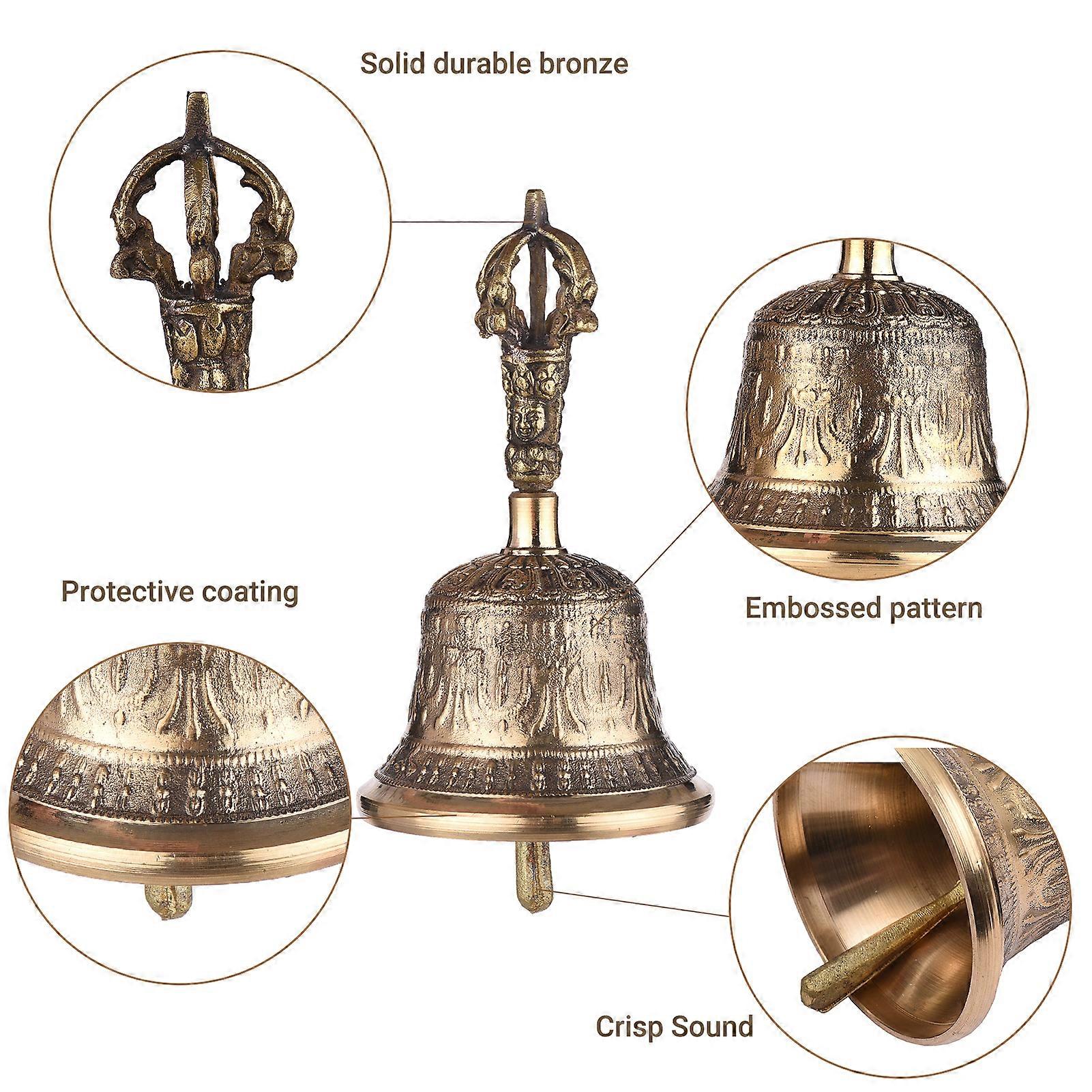 Tibetan Buddhist Bell Bronze Hand Bell with Vajra Padding for Meditation Prayer