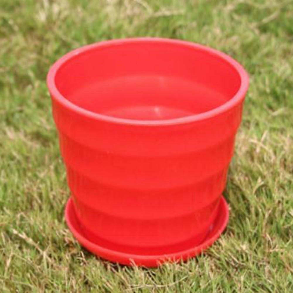Plastic plant pots with improved drainage, ceramic design, prevents root rot (Red, S) red S
