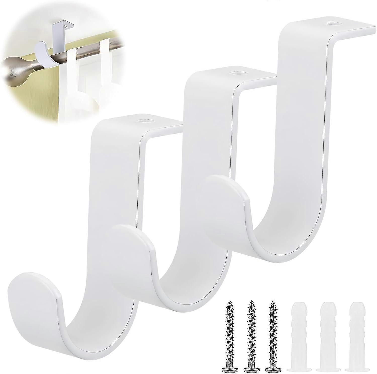 2Pack Adjustable Curtain Rod Brackets Stainless Steel Wall Mounted