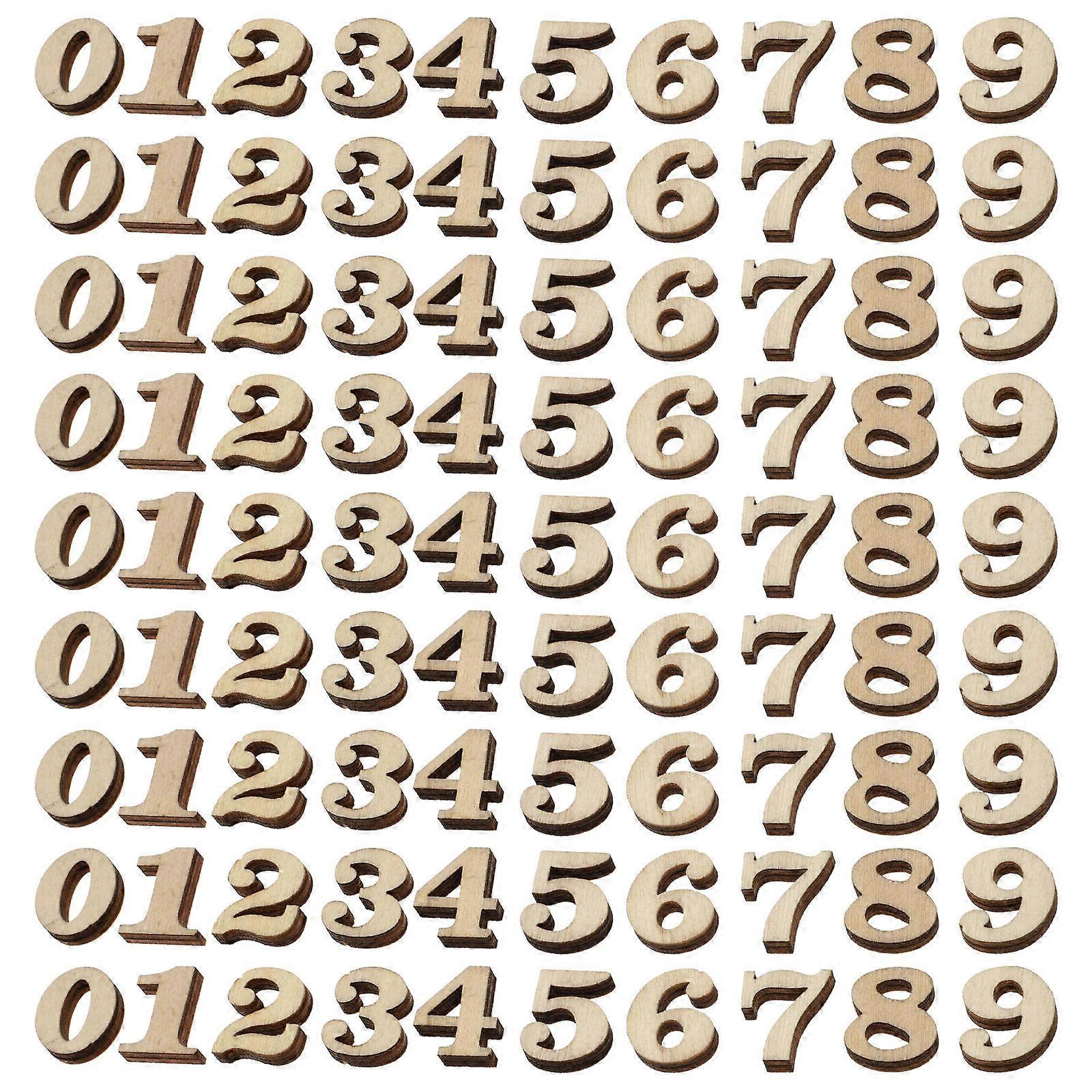 200pcs Natural Wooden Number Slices DIY Craft Embellishments for Scrapbooking, Educational Projects, and Creative Art   Durable Material for Home