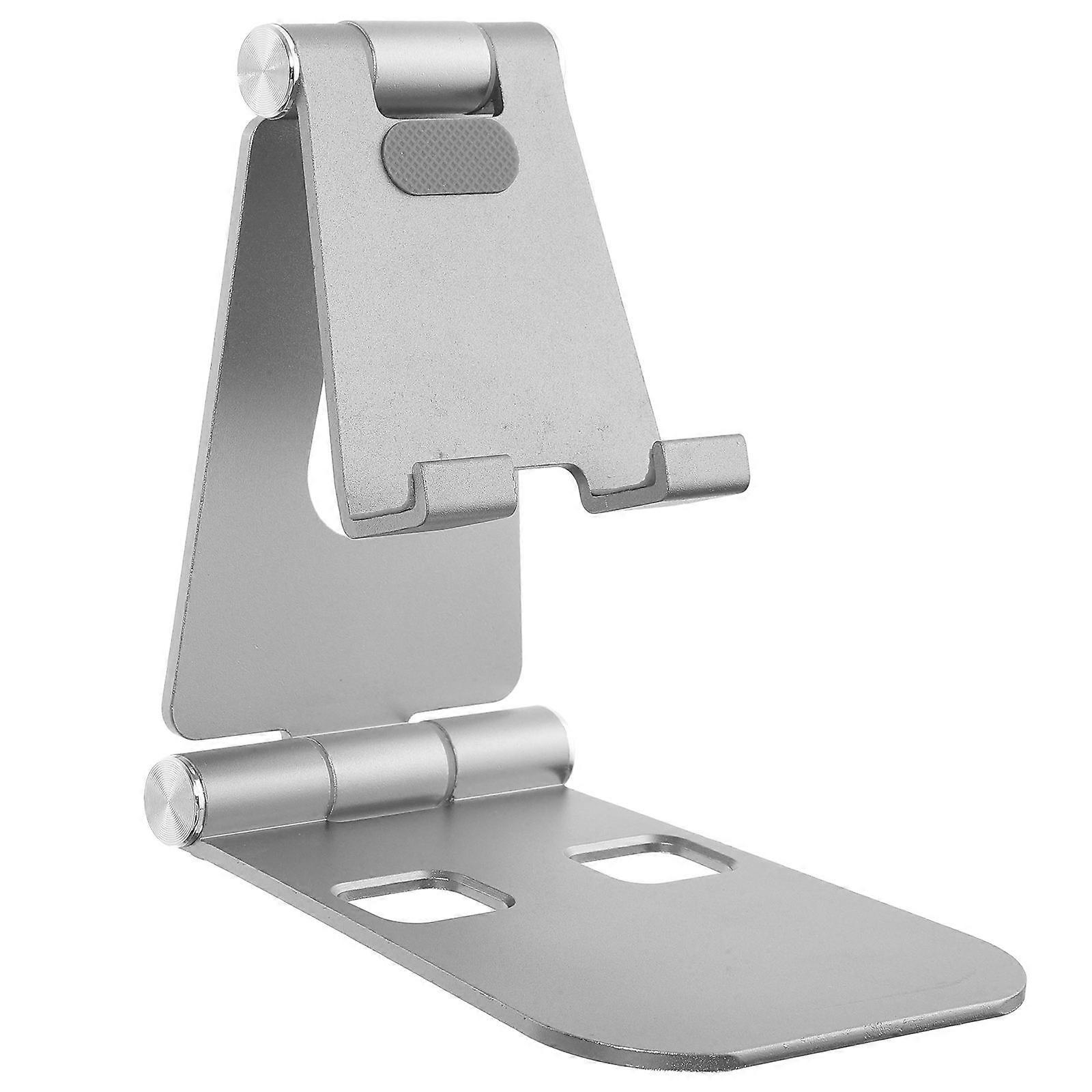 Desk Cell Phone Stand Compact Portable Triangular Stability Aluminum Alloy Silicone Material Grey 1Pcs