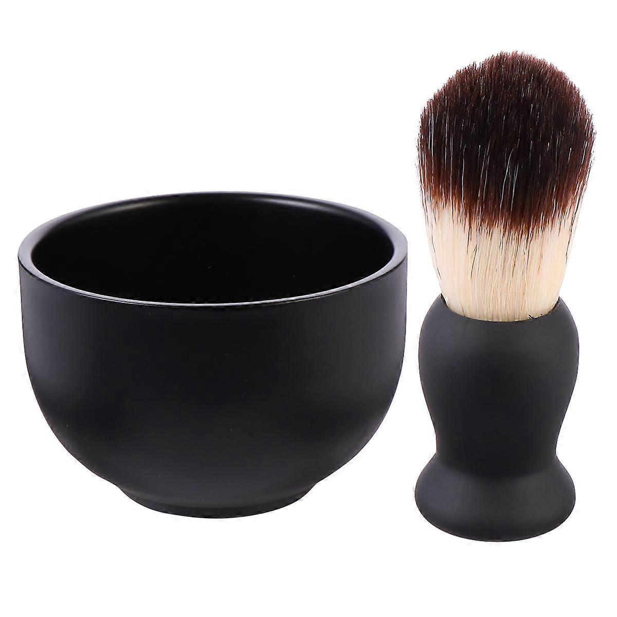 Beard Brush Men Shaving Brush Bowl Kit Soft Beard Brush Valentine's Day 2Pcs