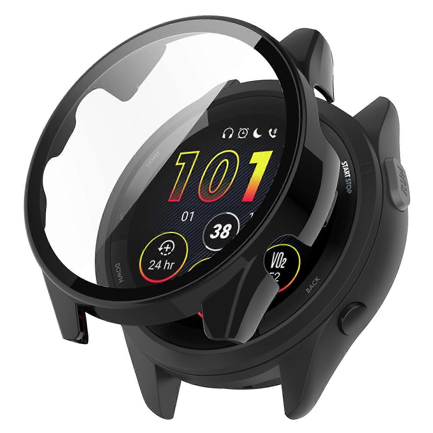 For Garmin Forerunner 265 Smart Watch PC Watch Case with Tempered Glass Screen Protector