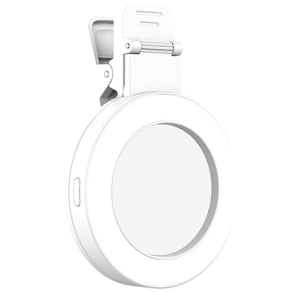 High Quality 3 Light Modes Selfie Light Clip 180 Rotatable Ring Light LED Phone Light Rechargeable Selfie Mirror White