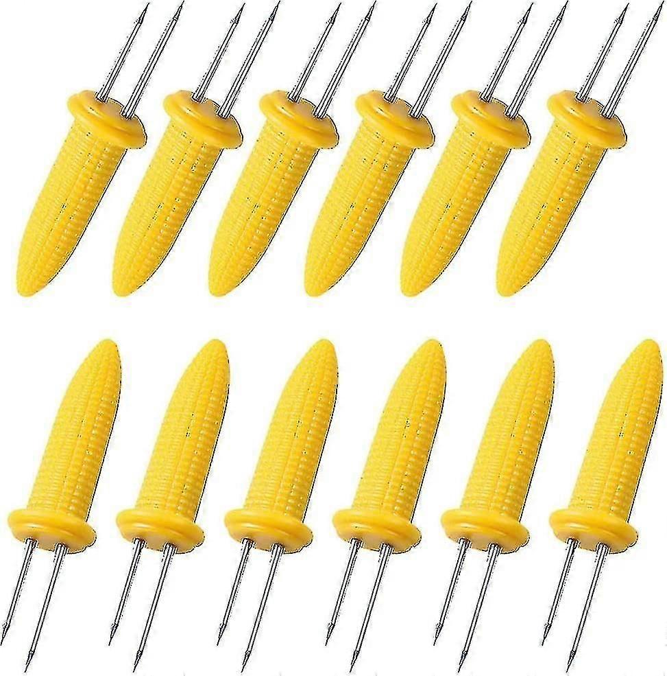 Lot 12 Fourchettes à Maïs Inox – Supports Épis BBQ – Brochettes Maïs & Légumes – Camping & Pique-Nique