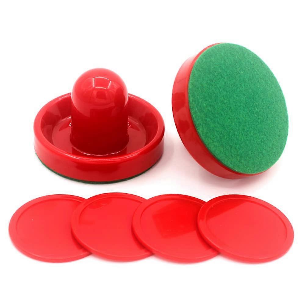 4 x 96mm Table Hockey Set, 4 Air Hockey Sliders with 4 Flannel, 8 Pucks Red