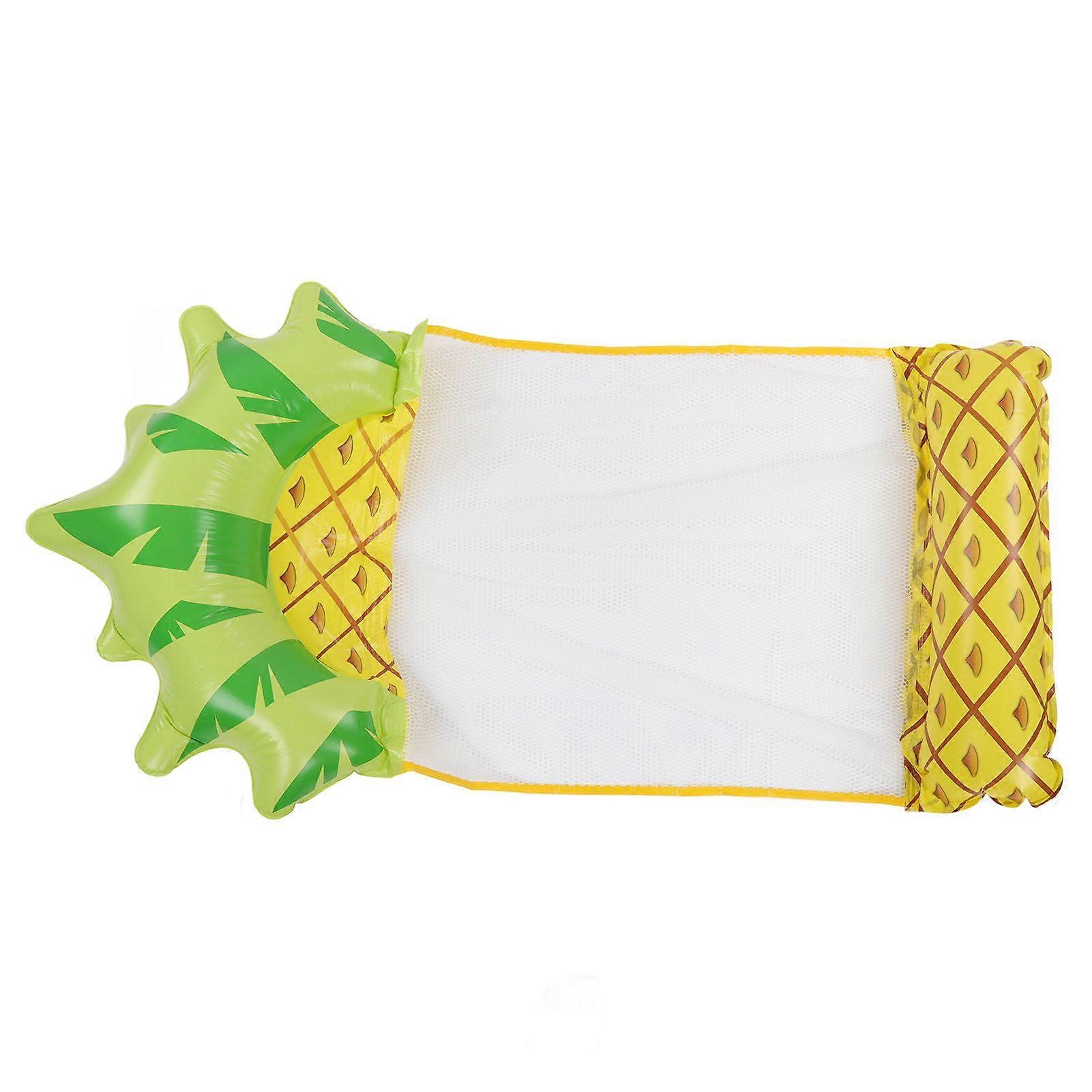Water Hammock Float Lounger Pineapple Fruit Pattern Foldable Multifunction Inflatable Float Lounger for Beach Pool